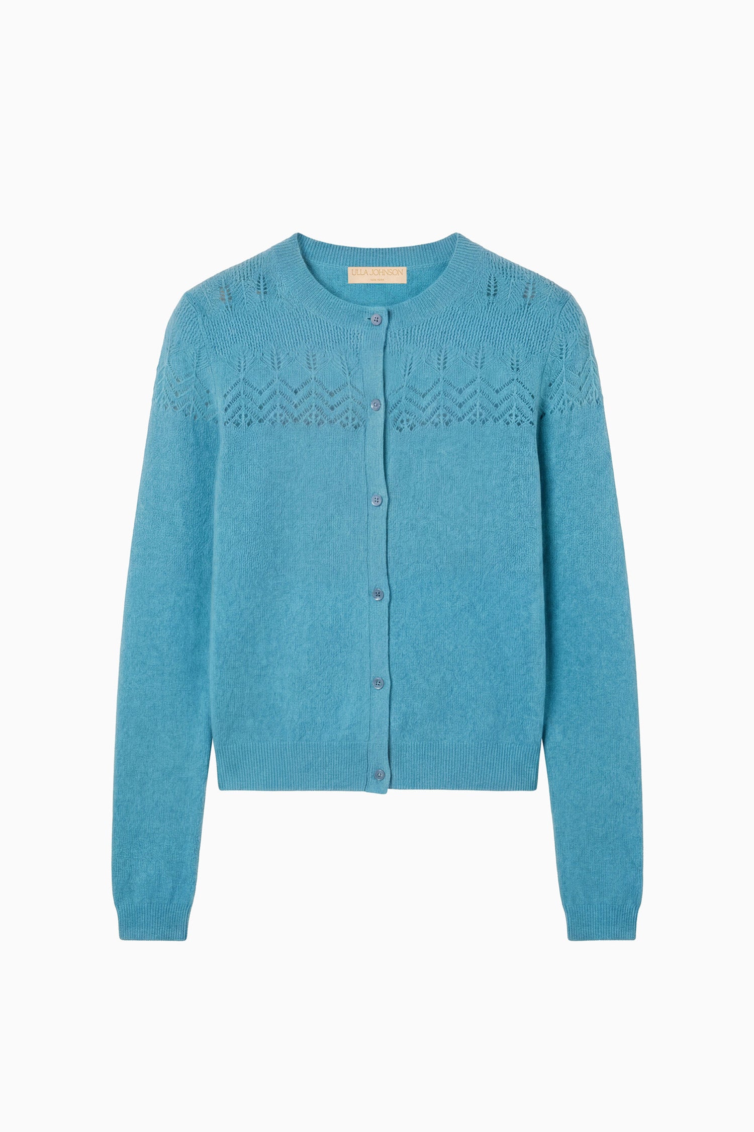 Ulla Johnson Cassia gilet cachemire bleu Cerulean pointelle