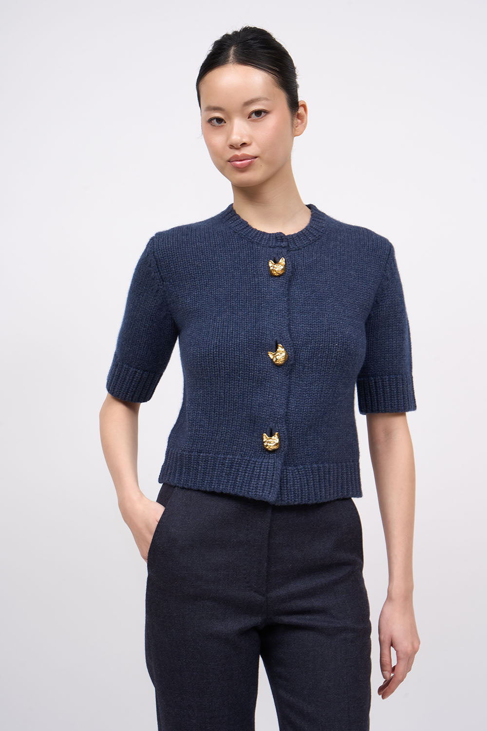 PAUL & JOE MATOU cardigan laine-cachemire boutons chat