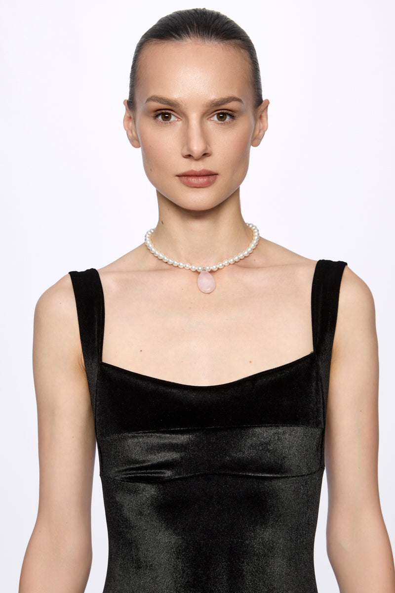 ATU Body Couture collier perles pendentif quartz blanc
