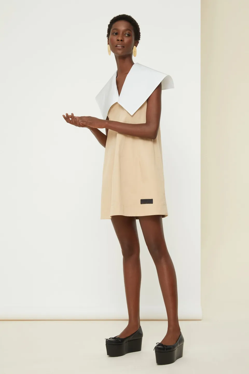 Patou robe P21DR0720074093S Sand mini coton bio col