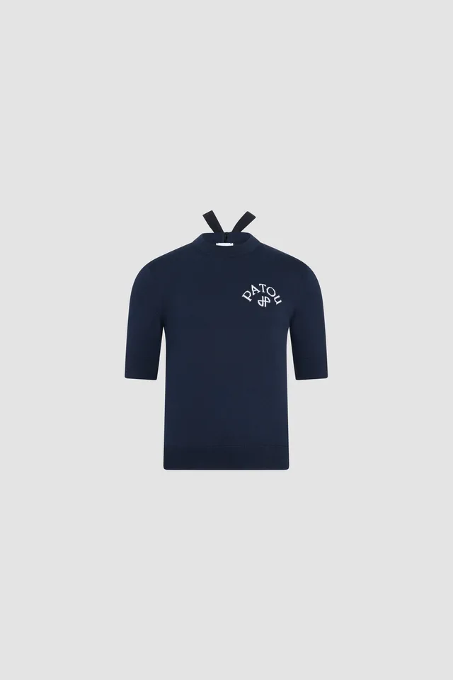 Patou KN300 pull coton manches courtes Deep Sea Blue