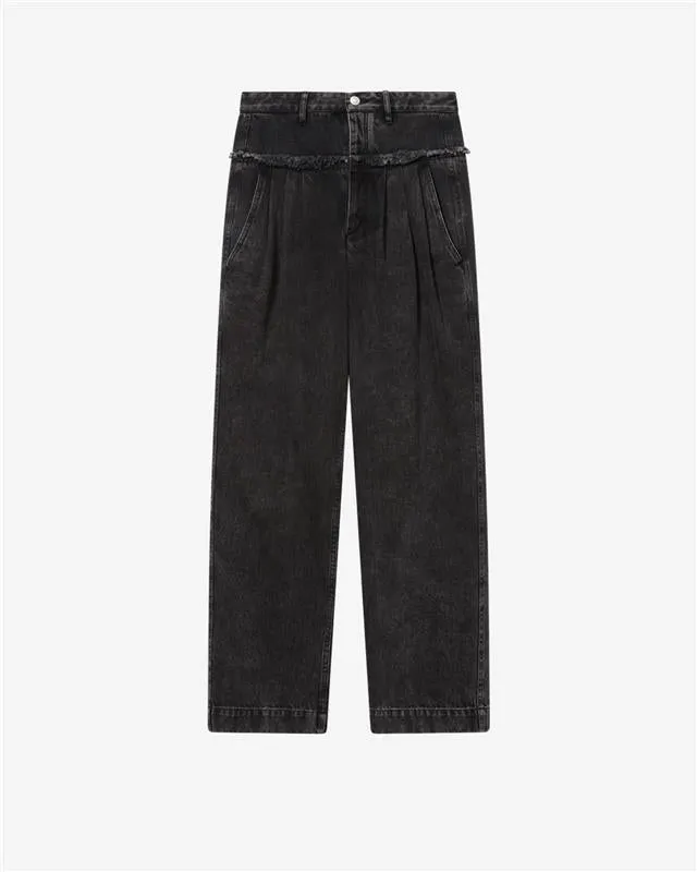 Isabel Marant Iniza jean large noir délavé coton