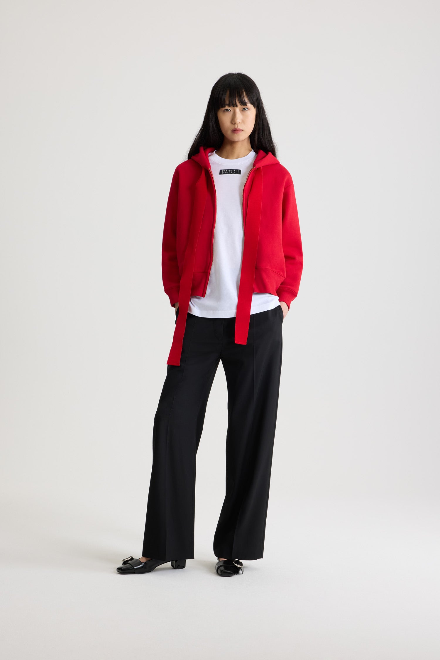 Patou H25JE196 sweat zippé molleton rouge scarlet