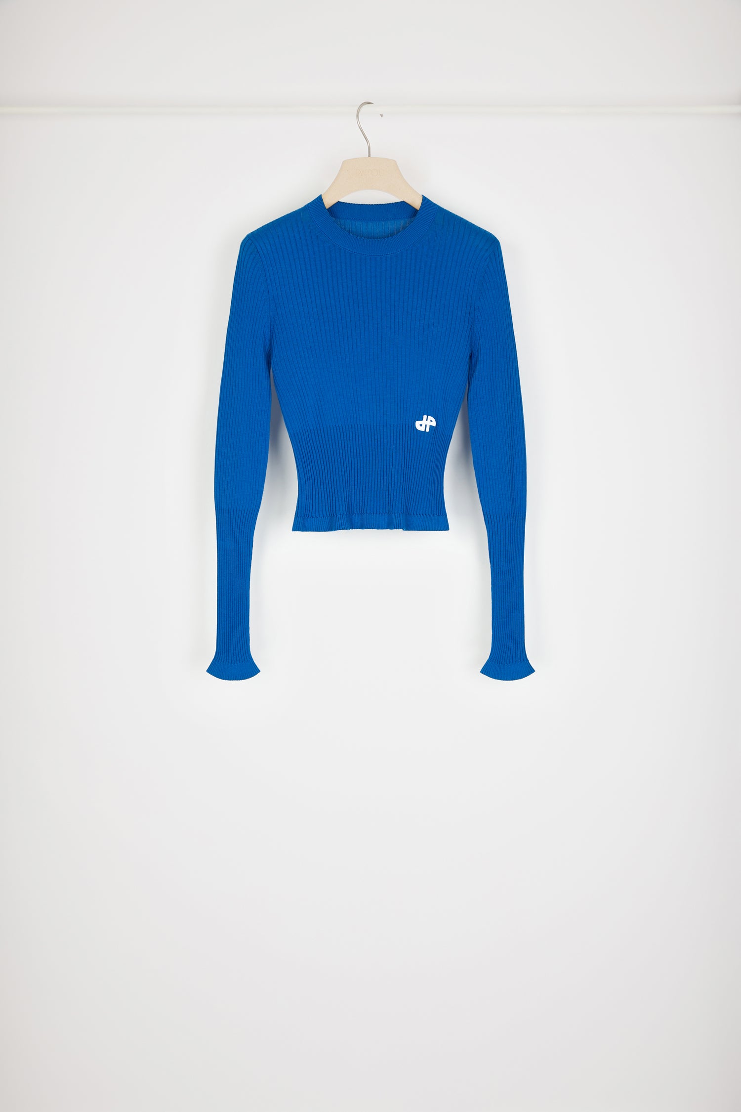 Patou KN078 pull côtelé Blue Jewel coton bio ajusté