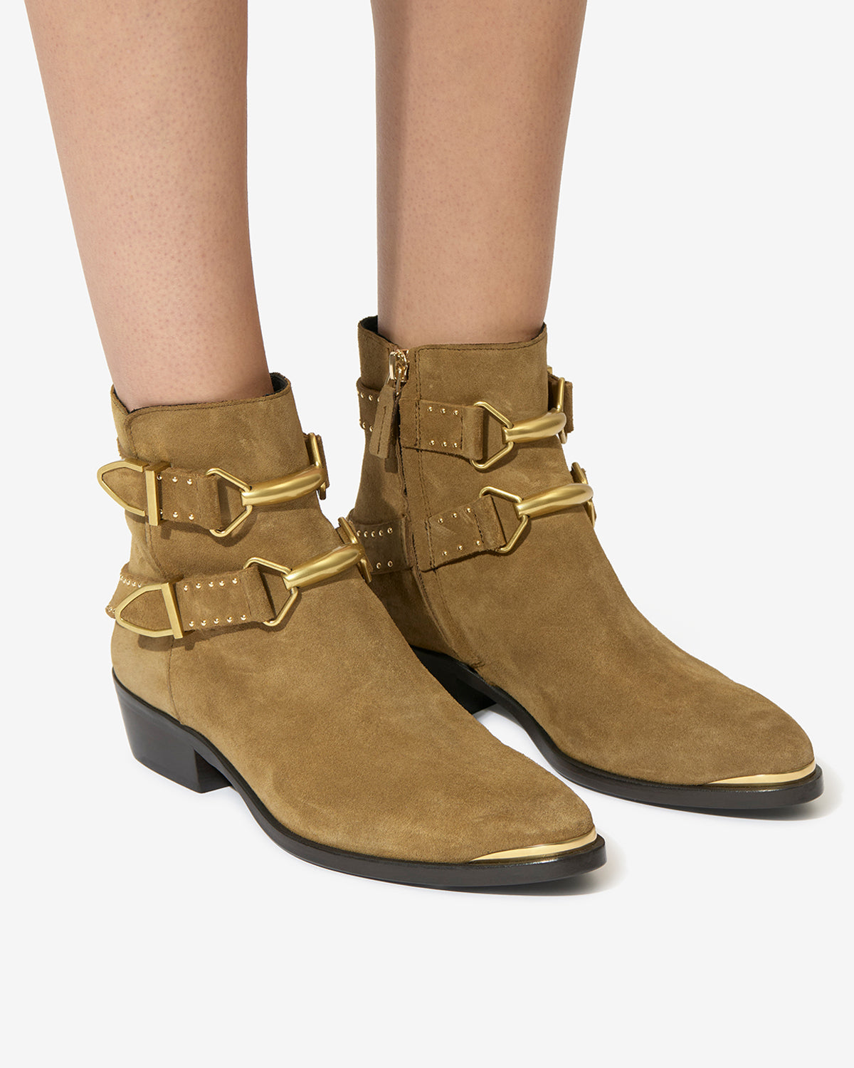 Isabel Marant Zalya boots taupe cuir talon 3 cm