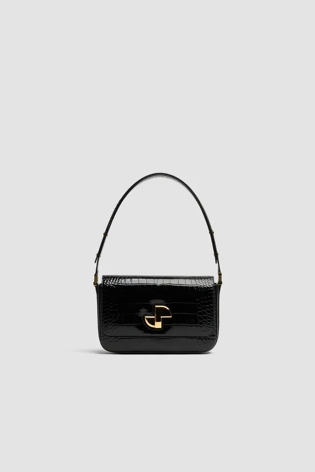 Patou BA017 sac cuir noir croco Classic Lock