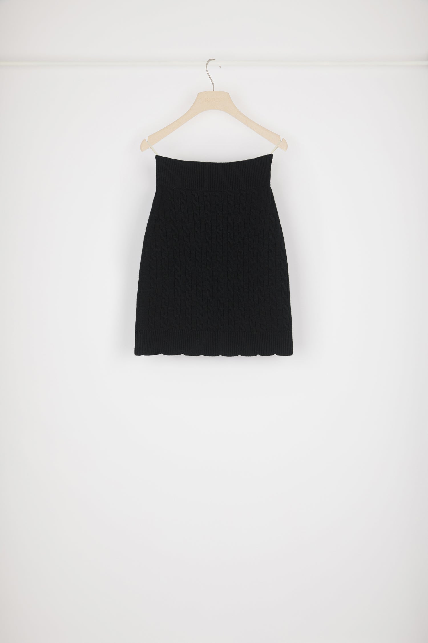 Patou H22KN107 jupe maille torsade noire laine