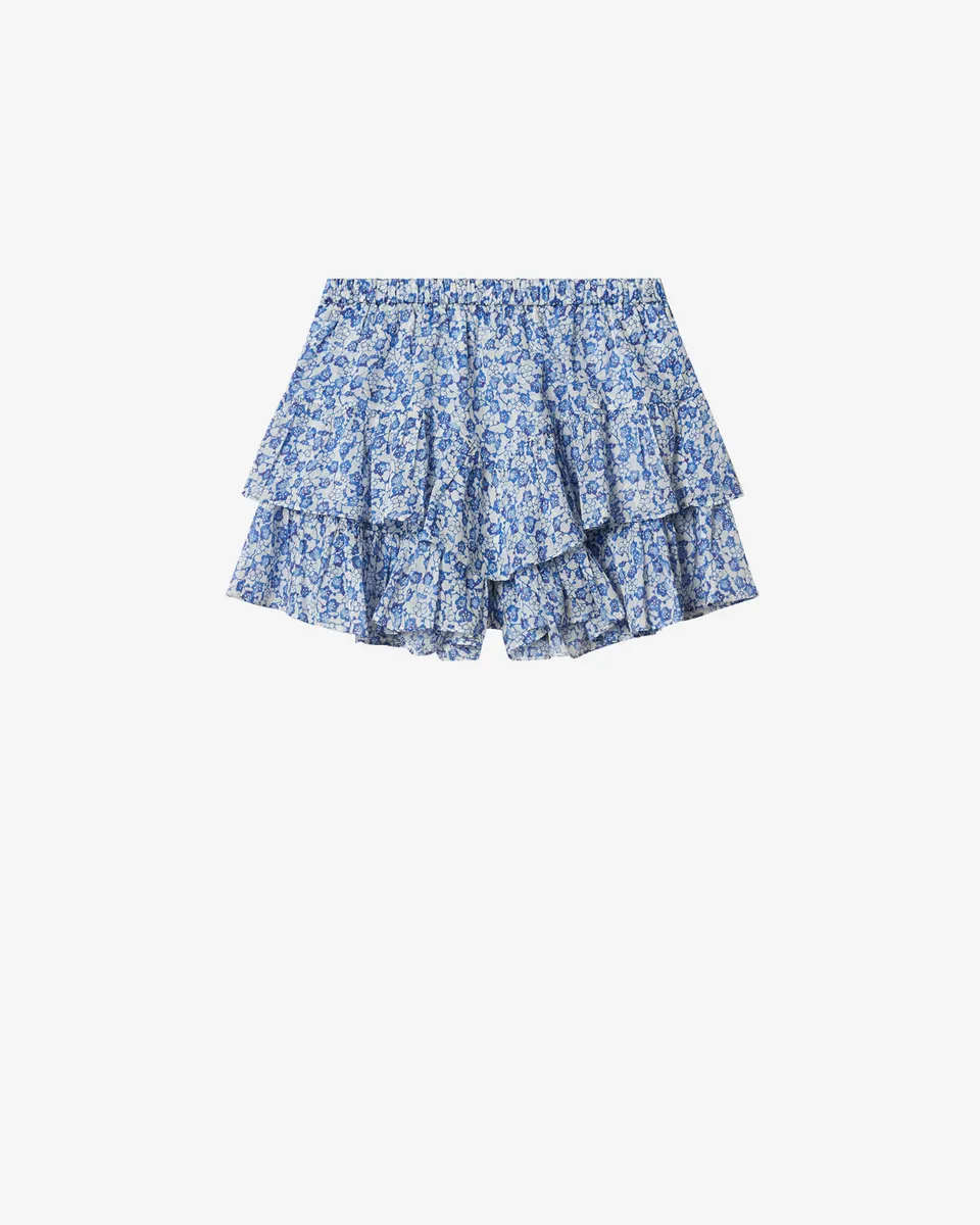Isabel Marant Jocadia short coton bleu volants