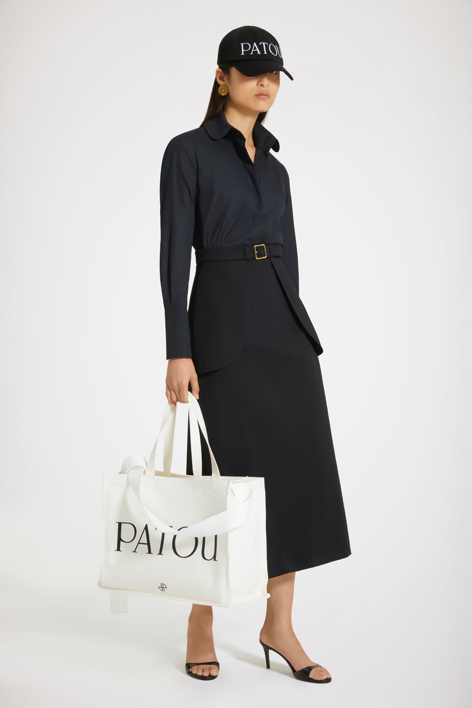 Patou SK035 jupe midi poches coton bio noire