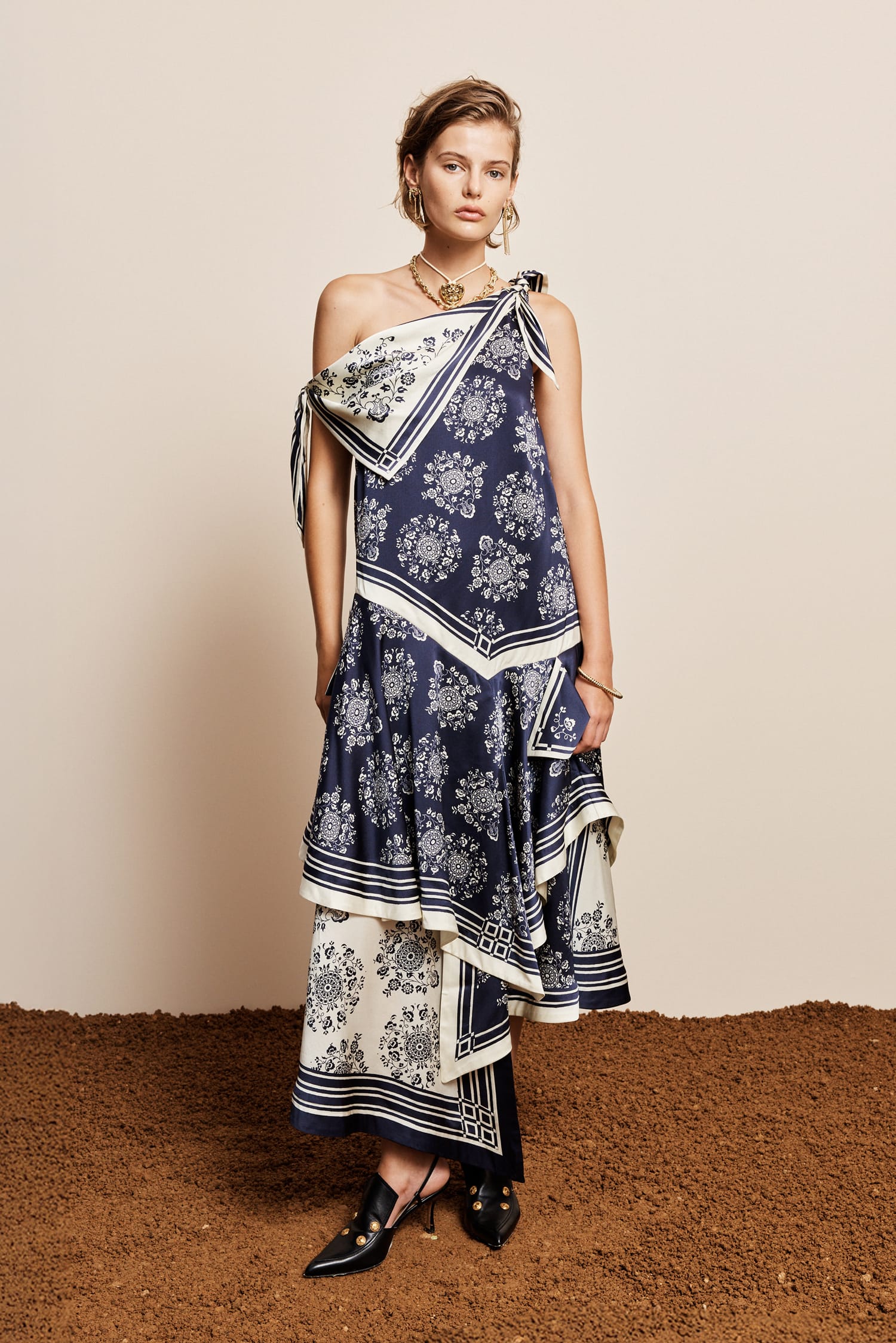 Alemäis Banderra Silk Scarf Dress robe midi soie taille 8
