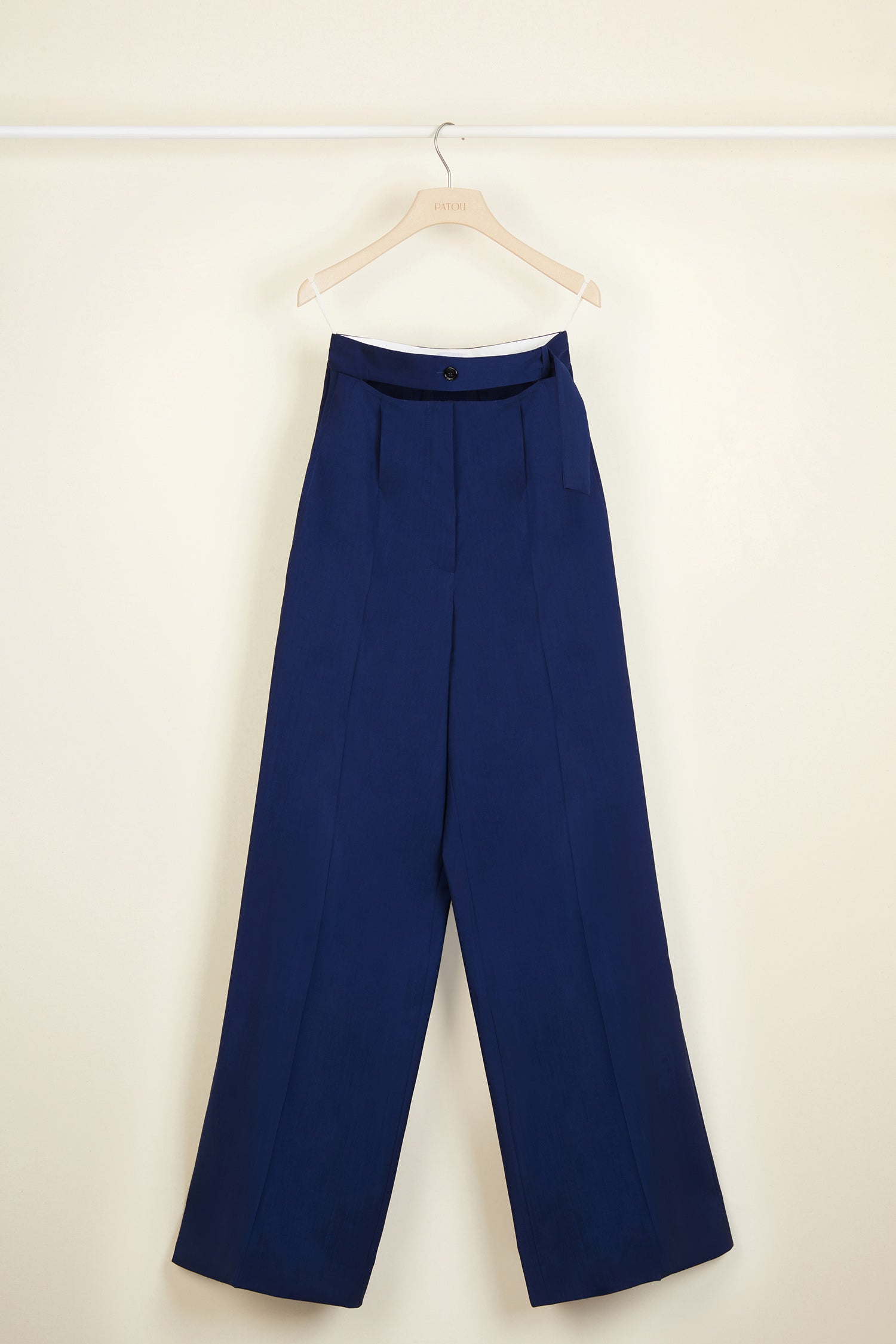 Patou Pantalon large laine d'été Persian Blue ceinture