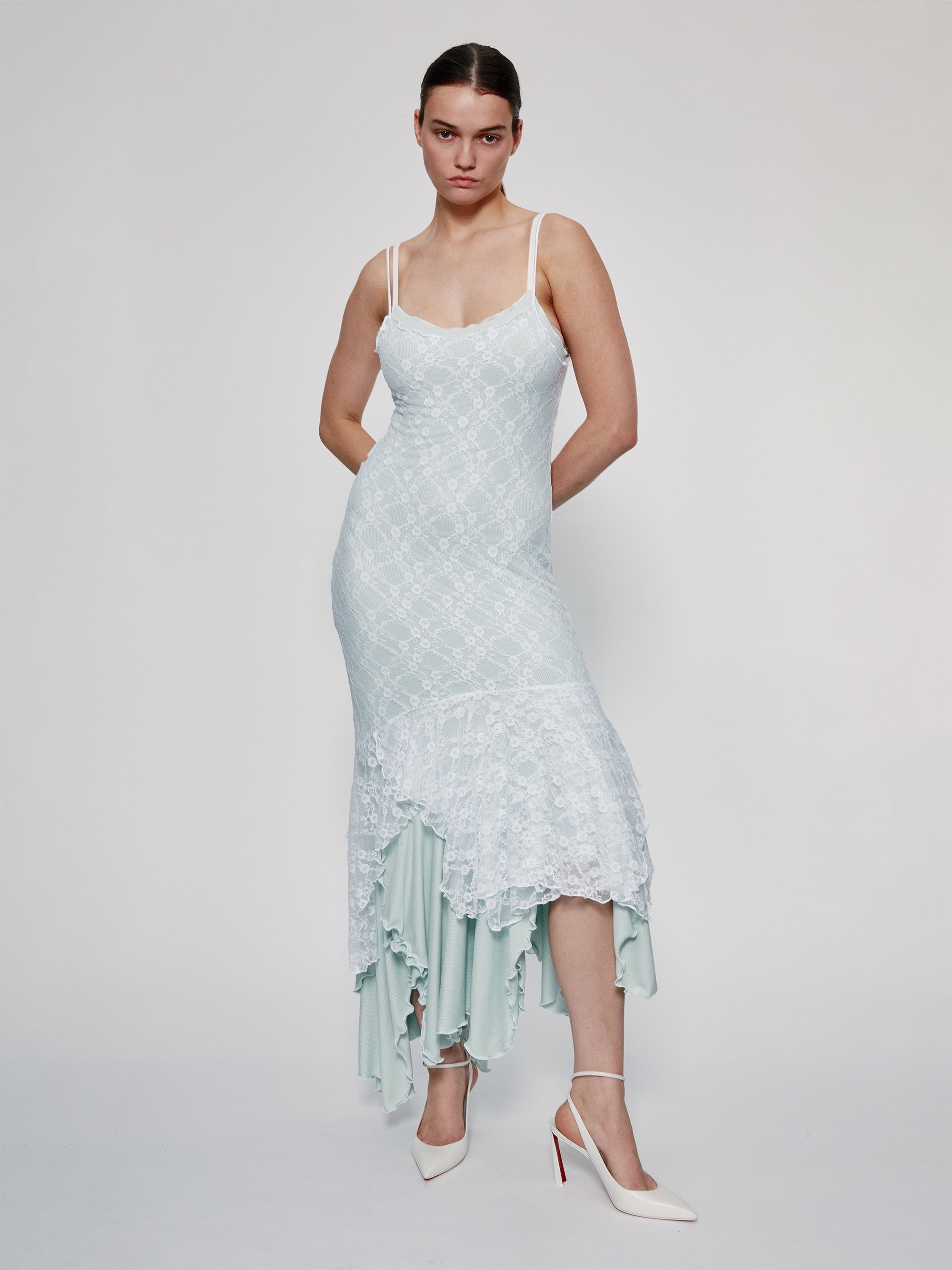 Ester Manas Dresses robe maxi spaghetti menthe M/L coton
