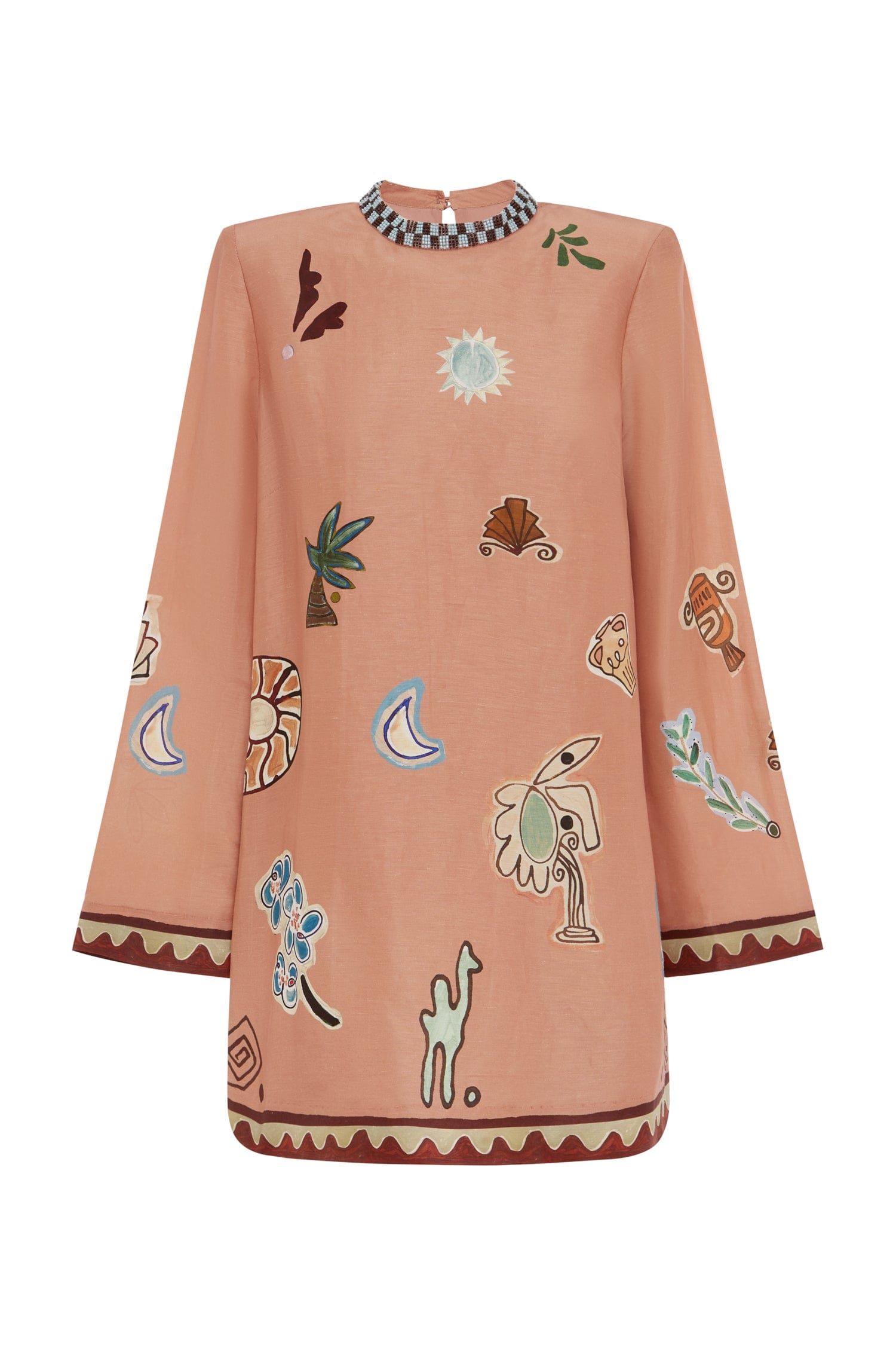 Alemaïs Laurence Mini robe courte lin soie perlée taille 10