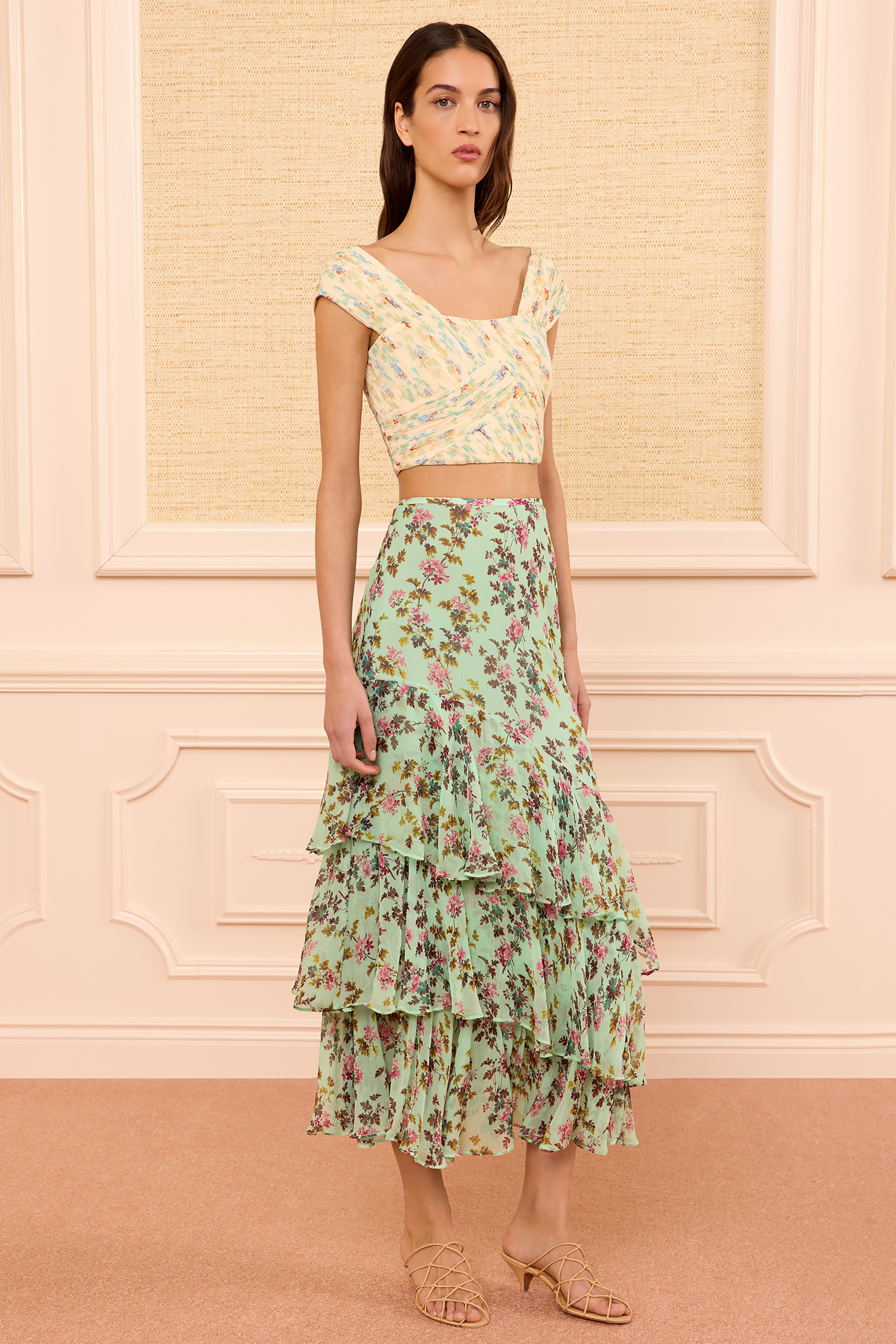 Ulla Johnson Meadow jupe midi soie verte opaline