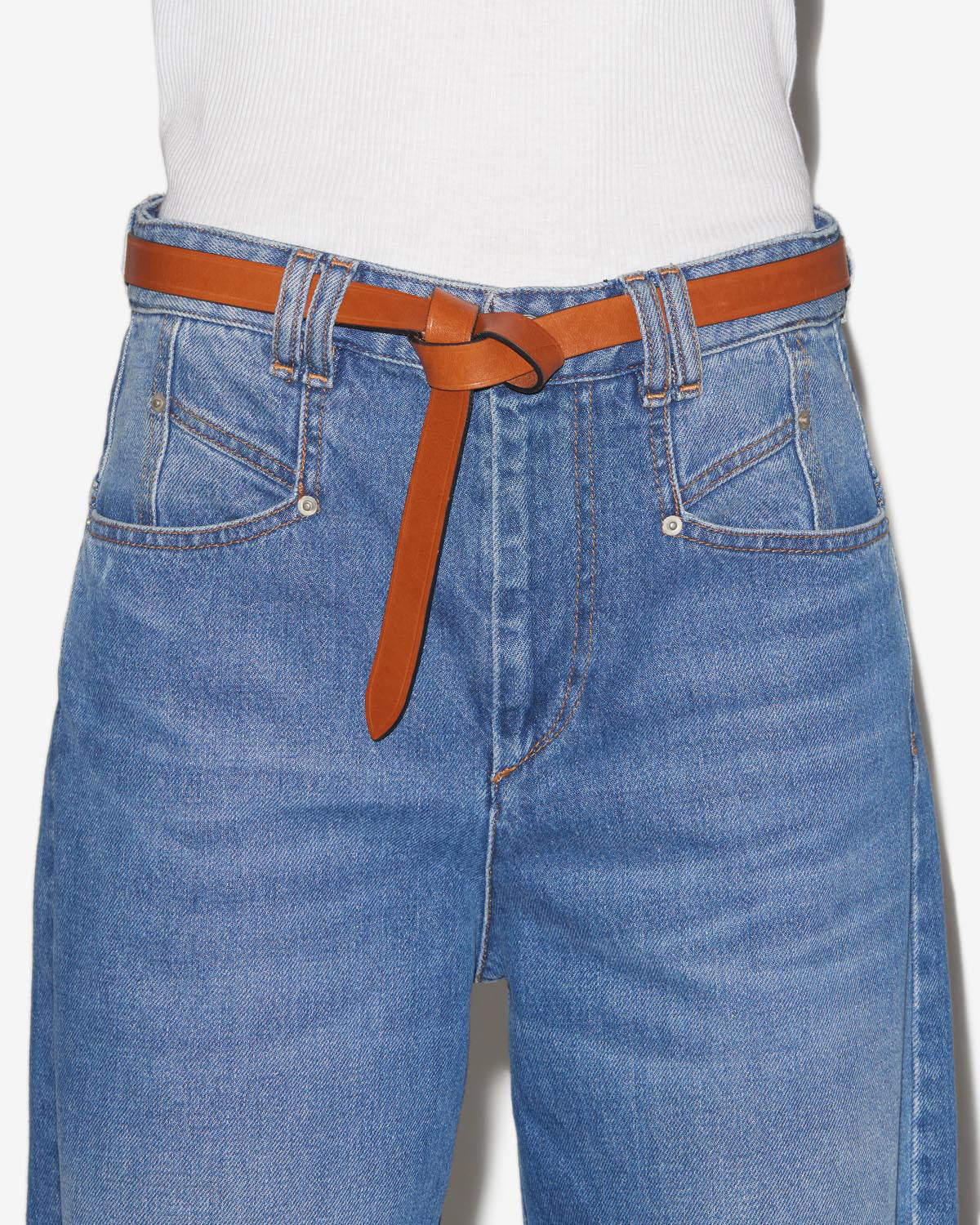 Isabel Marant Kirka ceinture cuir naturel à nouer 2 cm