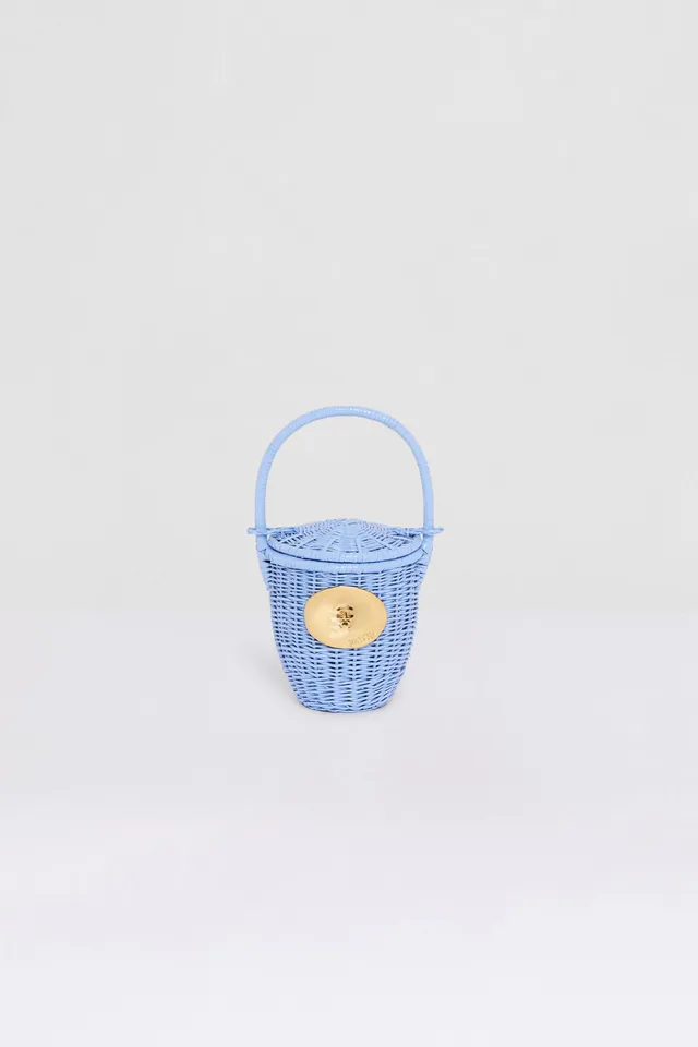 Patou AC003 sac seau osier bleu aurora fait main