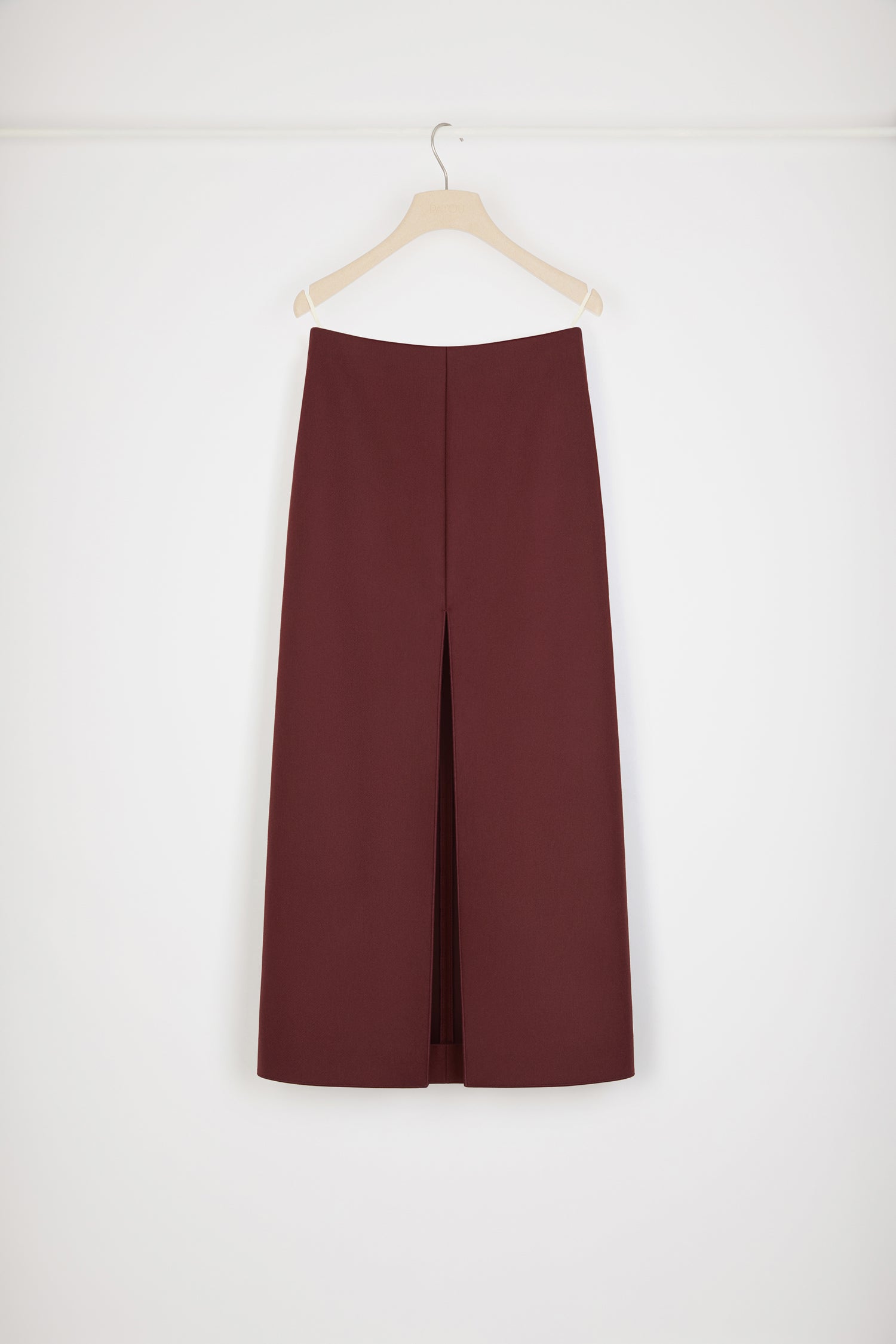 Patou SK054 jupe midi bordeaux feutre laine fendue