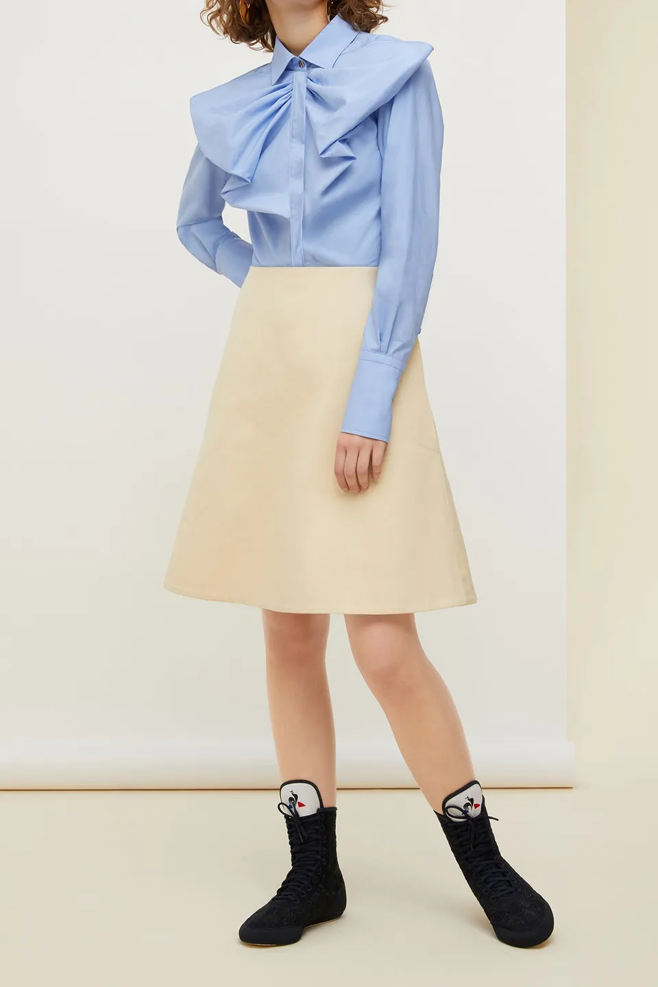 Patou DR033 robe coton Vanilla Blue col nœud