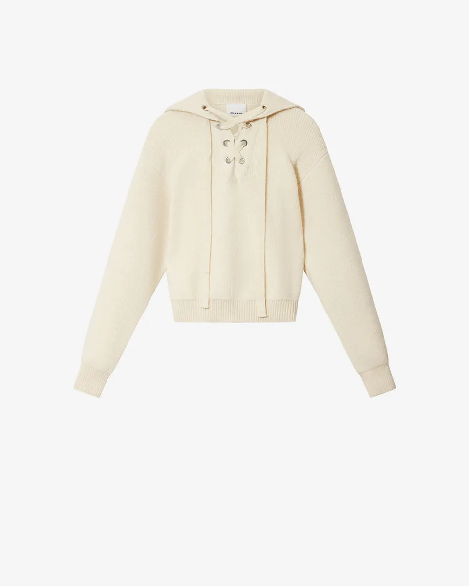 Isabel Marant Ydali pull laine écru oversize laçage