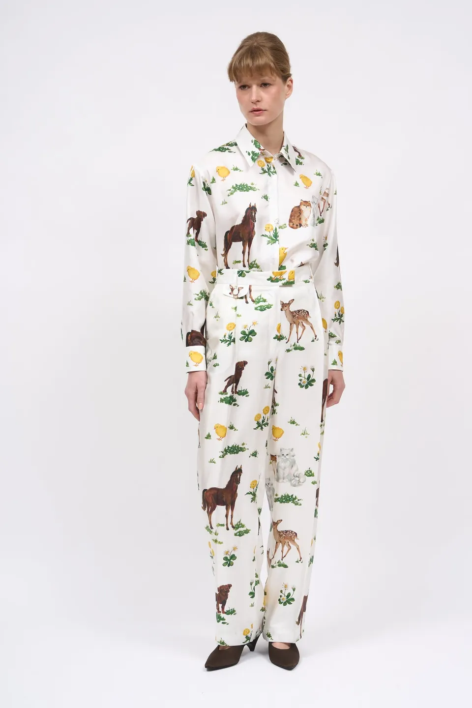 Paul & Joe Dante pantalon soie ample imprimé animalier