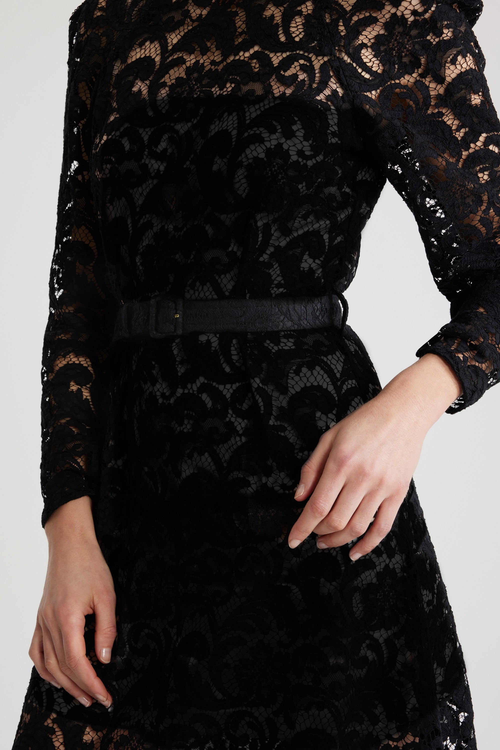 Patou DR146 robe maxi dentelle noire coton bio