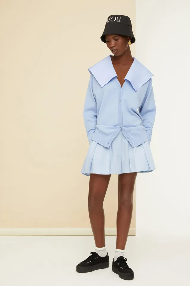 Patou Knitwear KN0718047626B gilet laine recyclée bleu