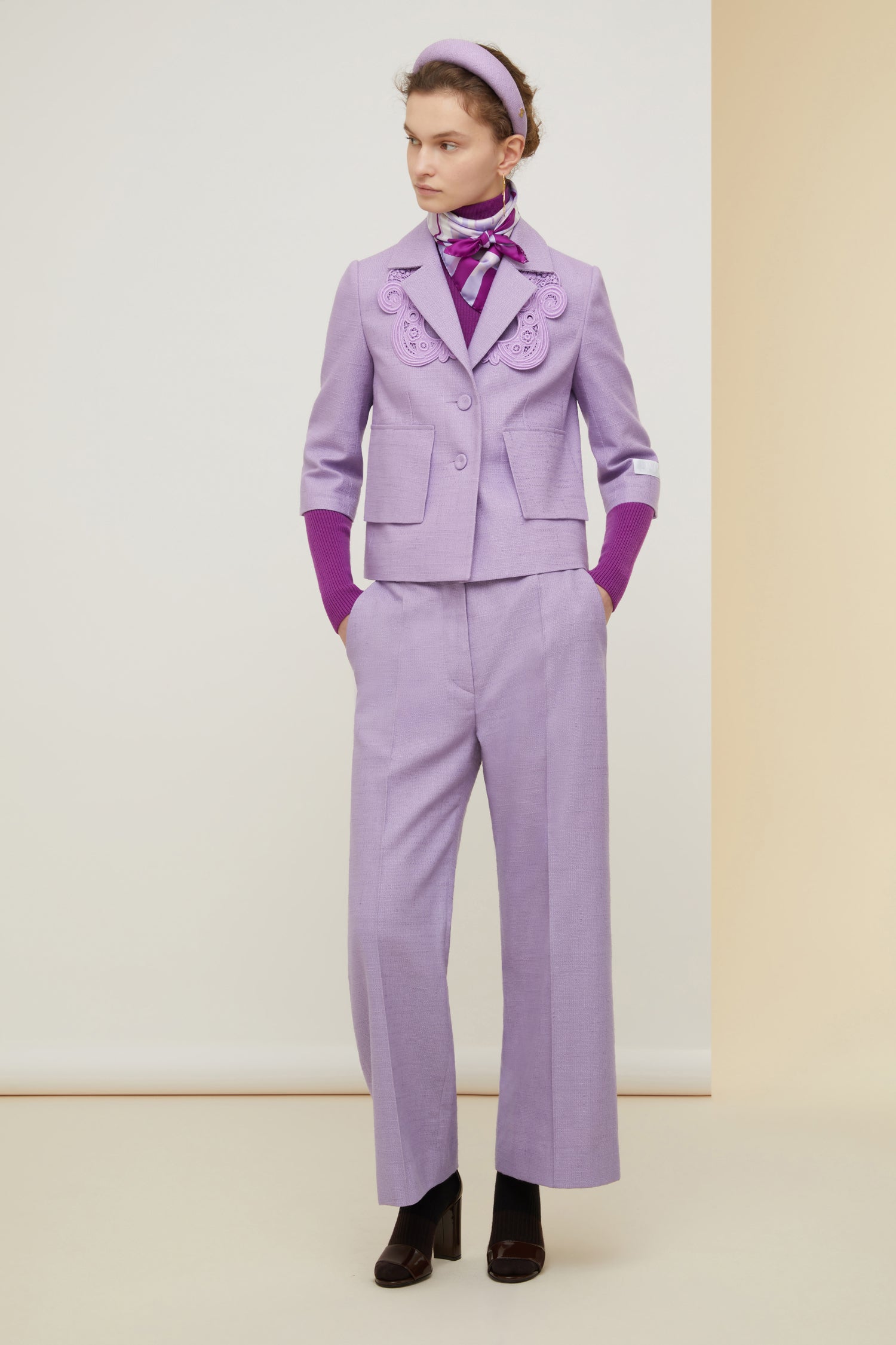 Patou A21TR0010088478L pantalon tweed lavande court