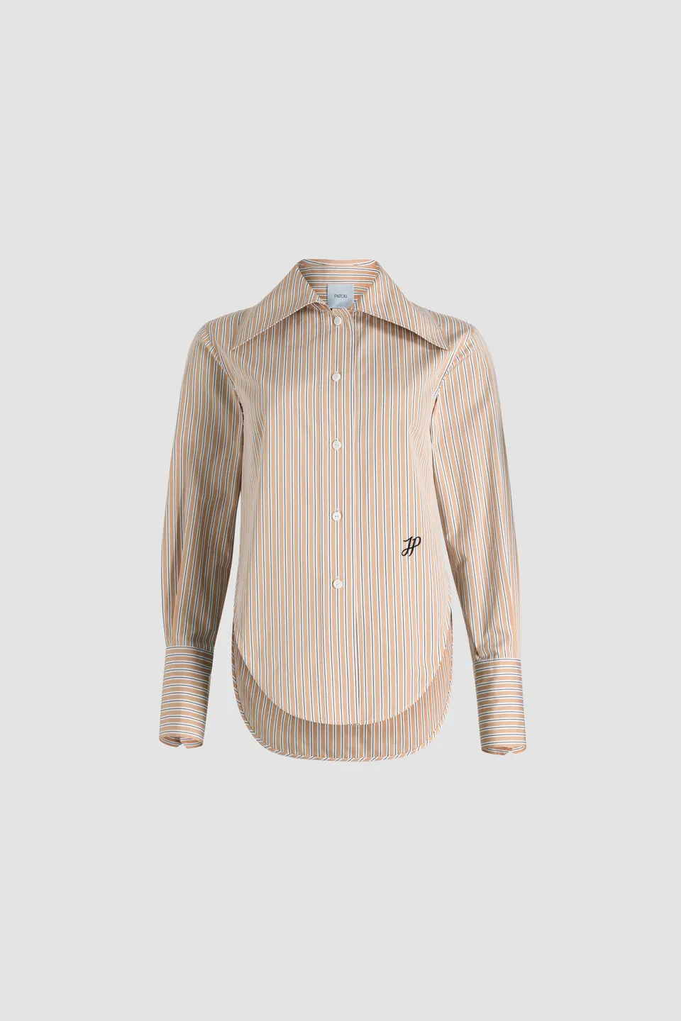 Patou Fitted chemise coton bio beige Beige Stripes 38