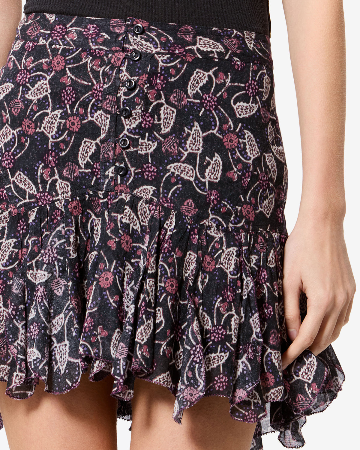 Isabel Marant Daneen jupe noir framboise coton