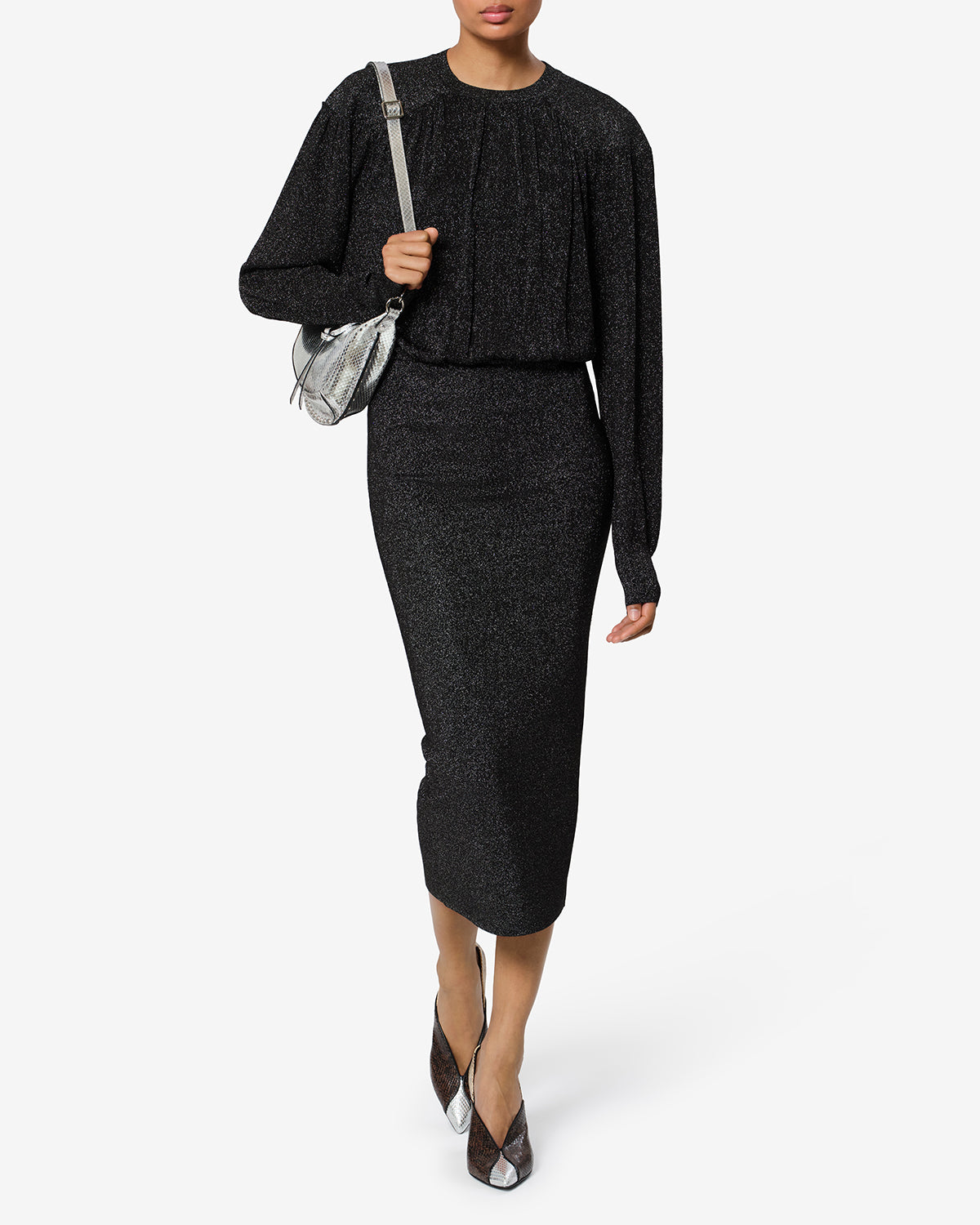 Isabel Marant Aliza robe mi-longue noire lurex