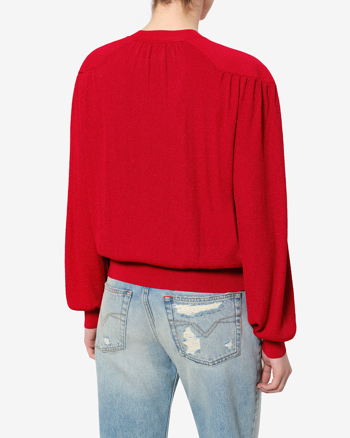 Isabel Marant Enza pull maille lurex rouge profond