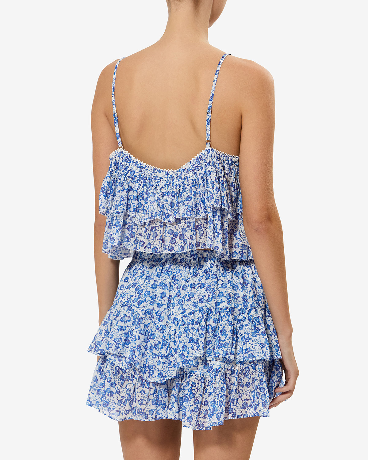 Isabel Marant Erisa top bleu floral coton volants