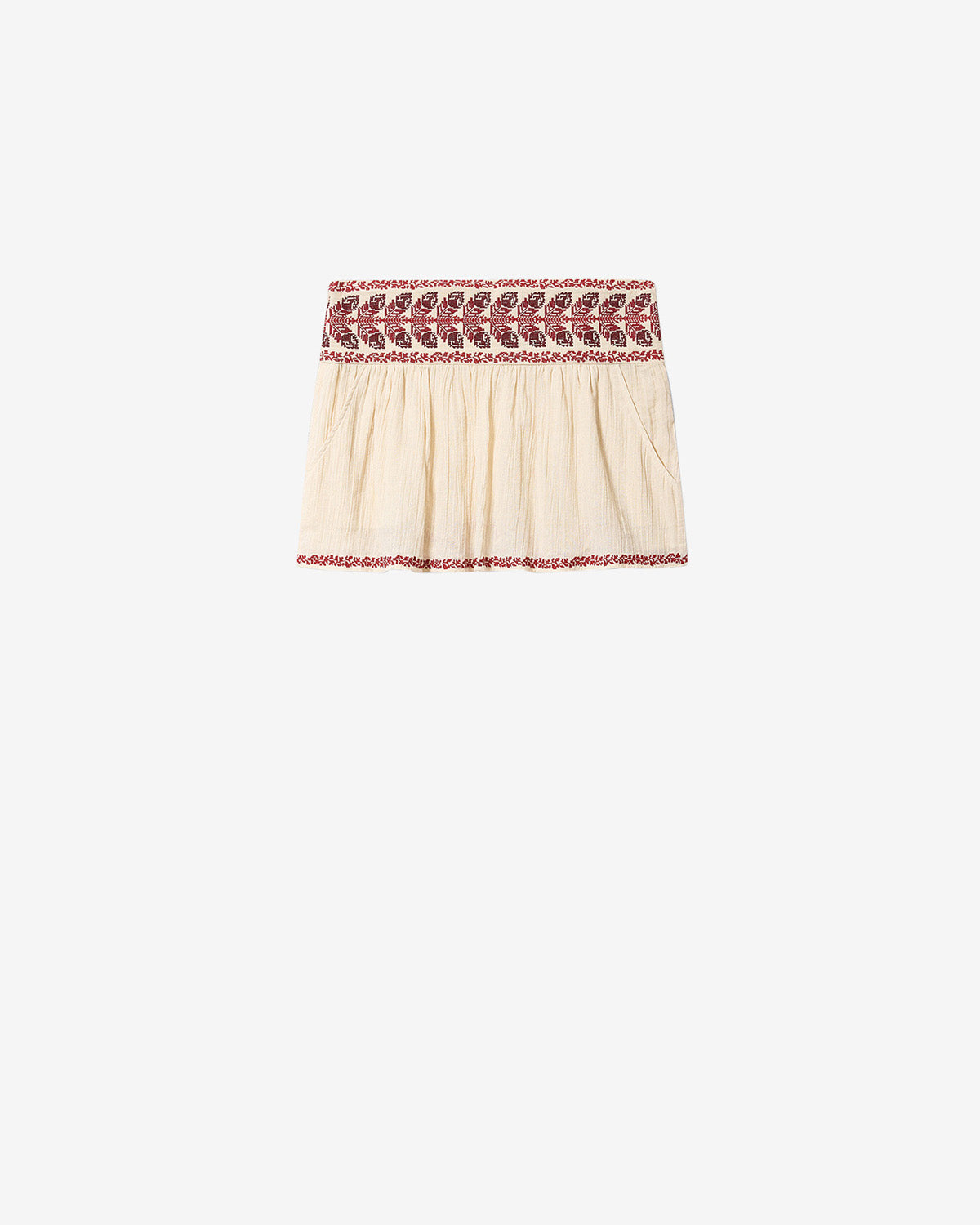 Isabel Marant Picadilia jupe courte beige-red coton
