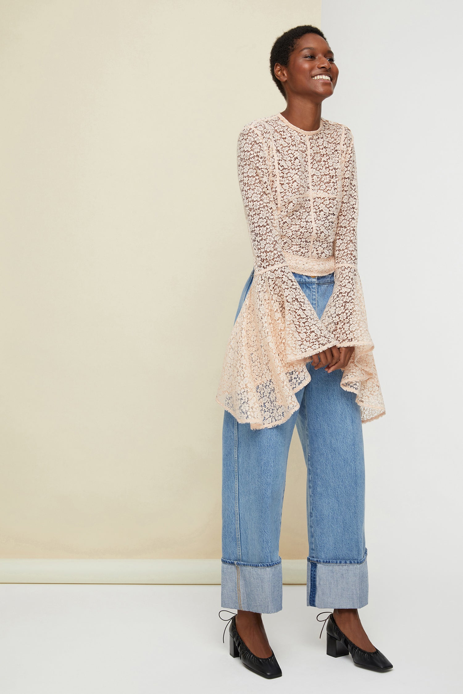 Patou TO012 top dentelle pêche blossom taille 34