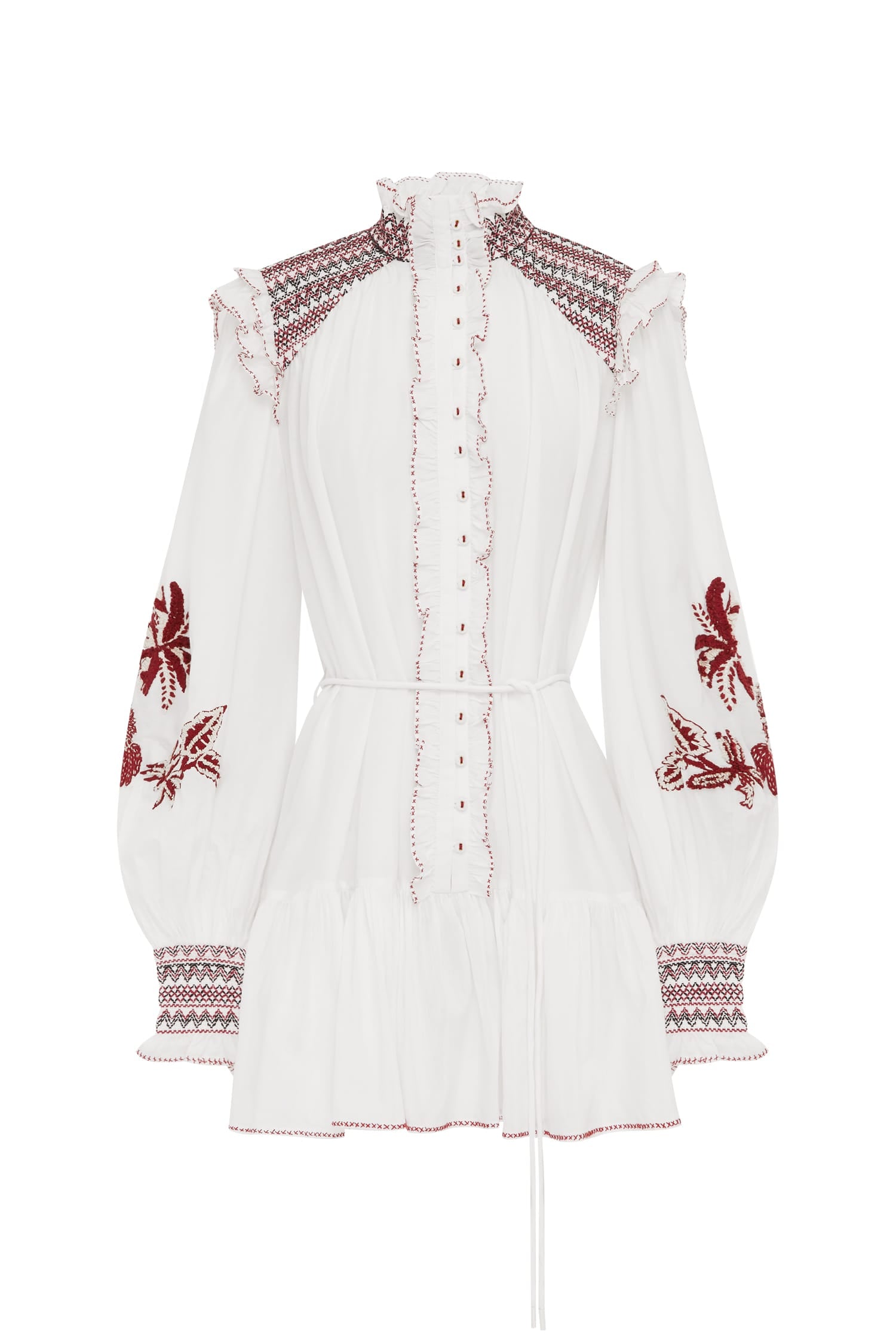 Alemäis Odie robe mini brodée coton et soie volants