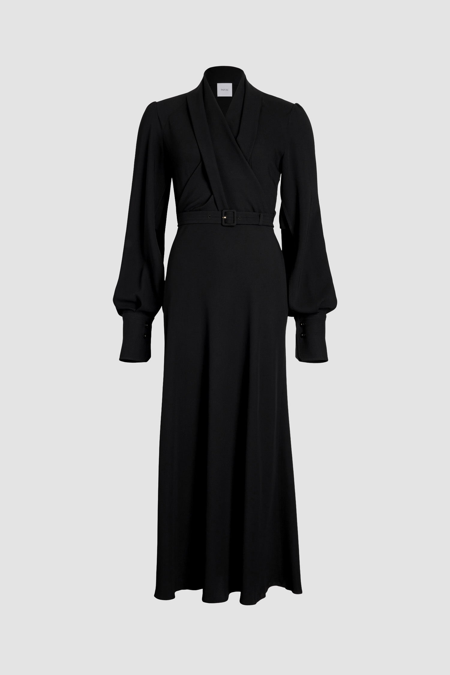 Patou H24DR1450193999B robe maxi noire crêpe ceinture
