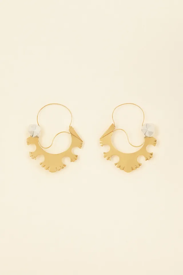 Patou Jewellery JW053 créoles larges bicolore or argent TU