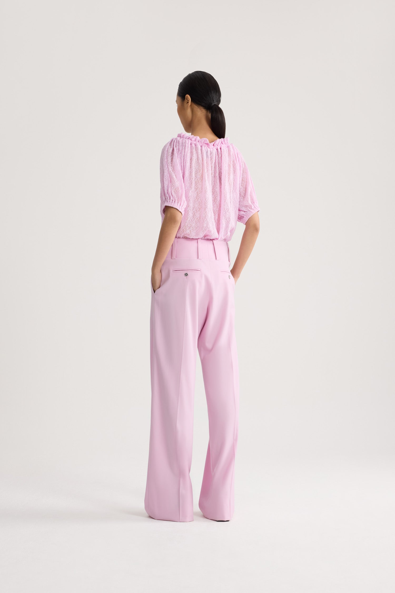 Patou TR049 pantalon large rose laine éco-responsable