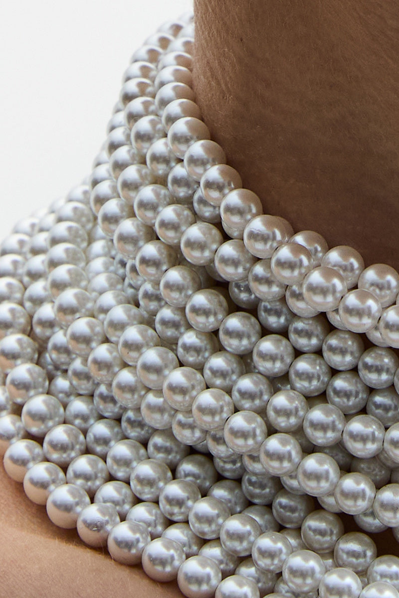 ATU Body Couture collier multirang perles nacre blanche