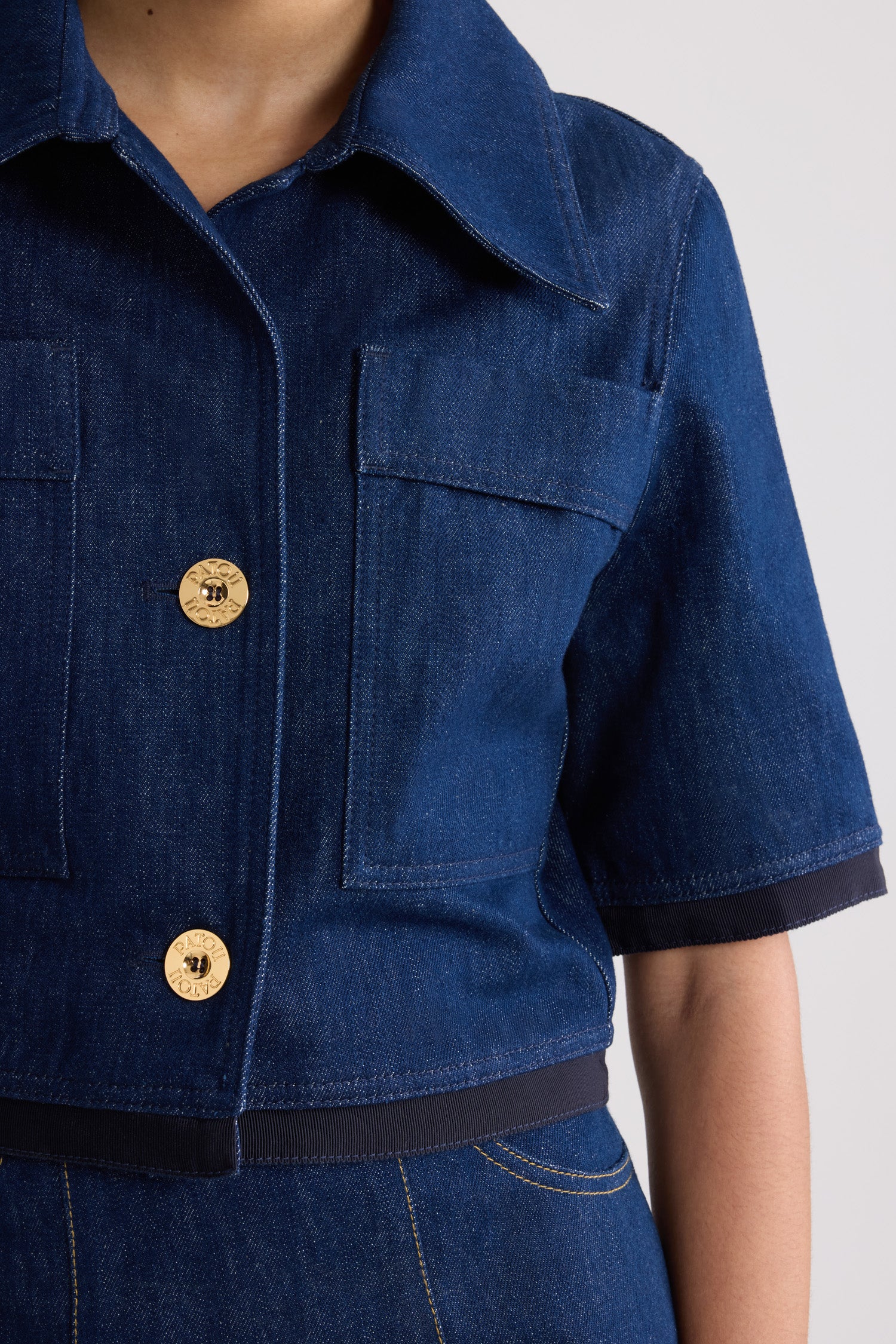 Patou Denim veste H25JA0480008602D jean Rodeo Blue cropped