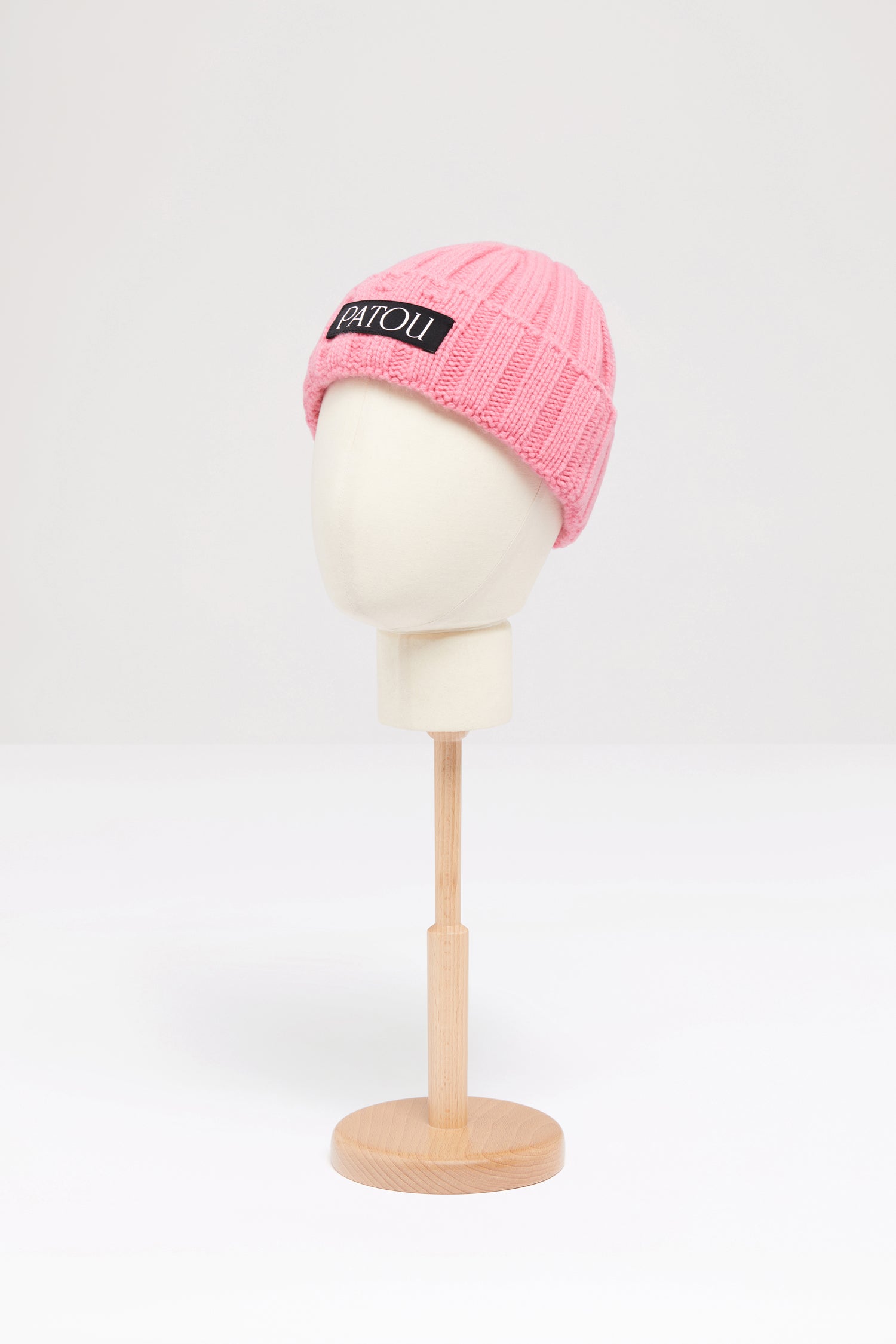 Patou H22AC0378052451P bonnet laine Darling Pink côtelé