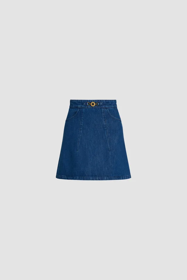 Patou H24SK042 jupe jean denim bio Stonewash trapèze