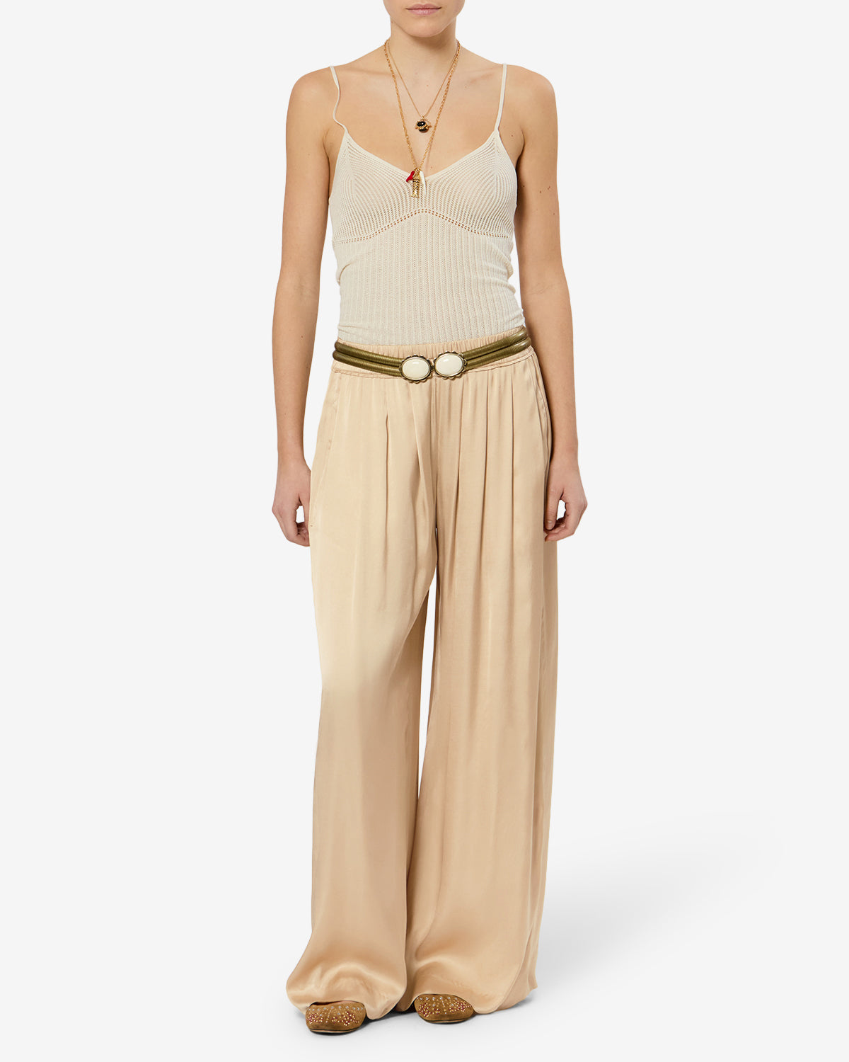 Isabel Marant Nolia pantalon satin beige large