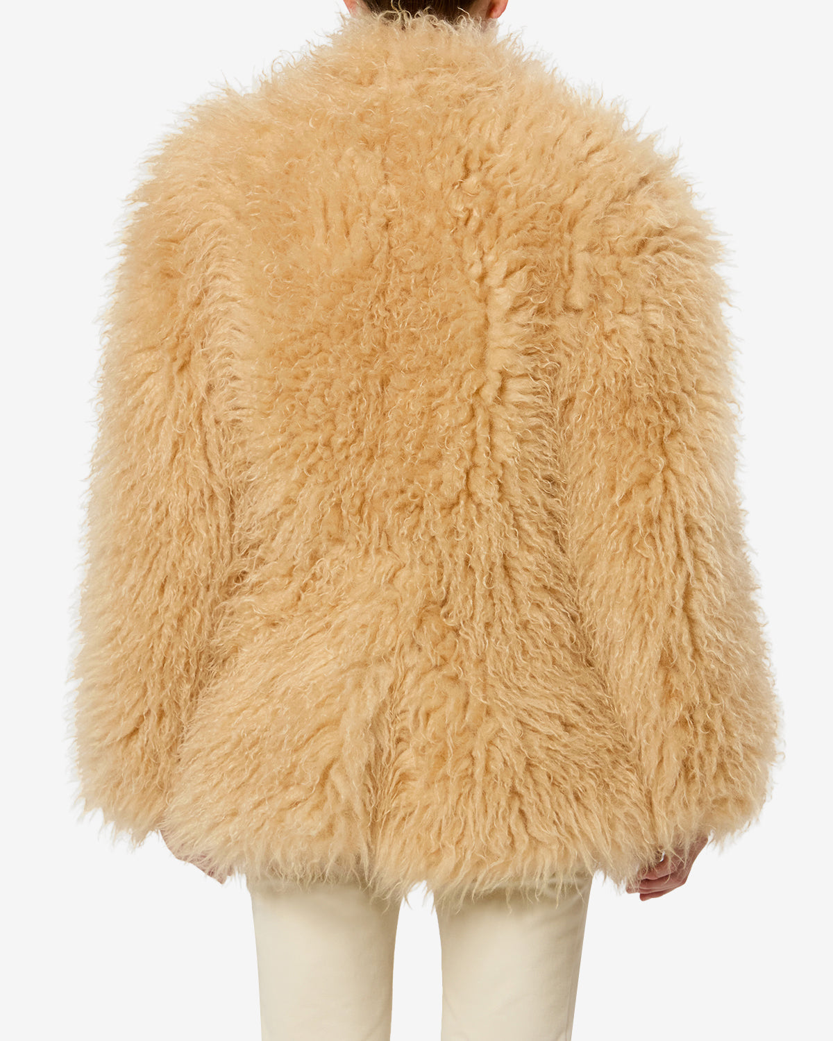 Isabel Marant Mylae manteau fausse fourrure jaune pâle