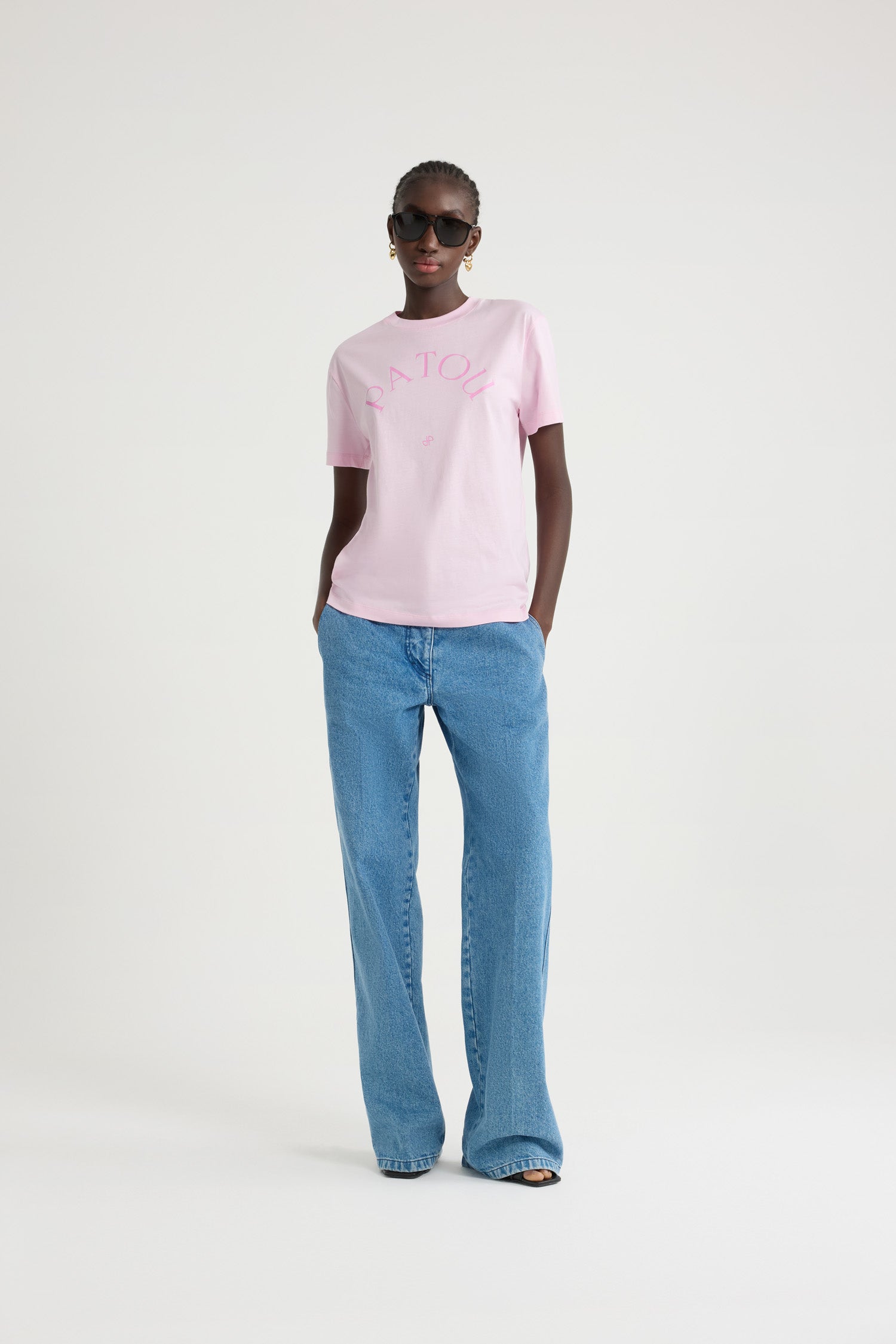 Patou JE136 t-shirt coton bio rose primrose XS-XL logo