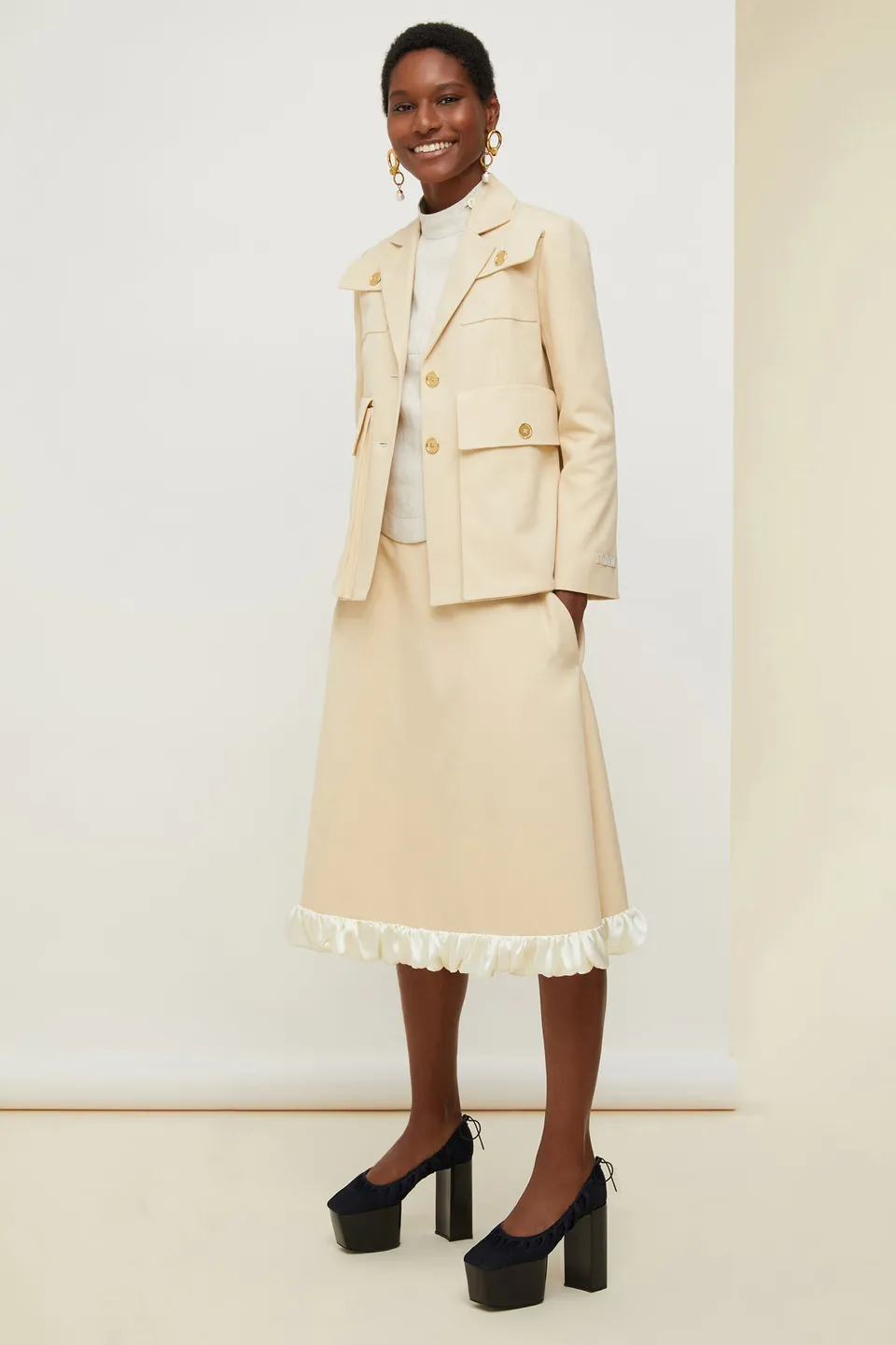 Patou P20SK0100027102V jupe midi vanille coton