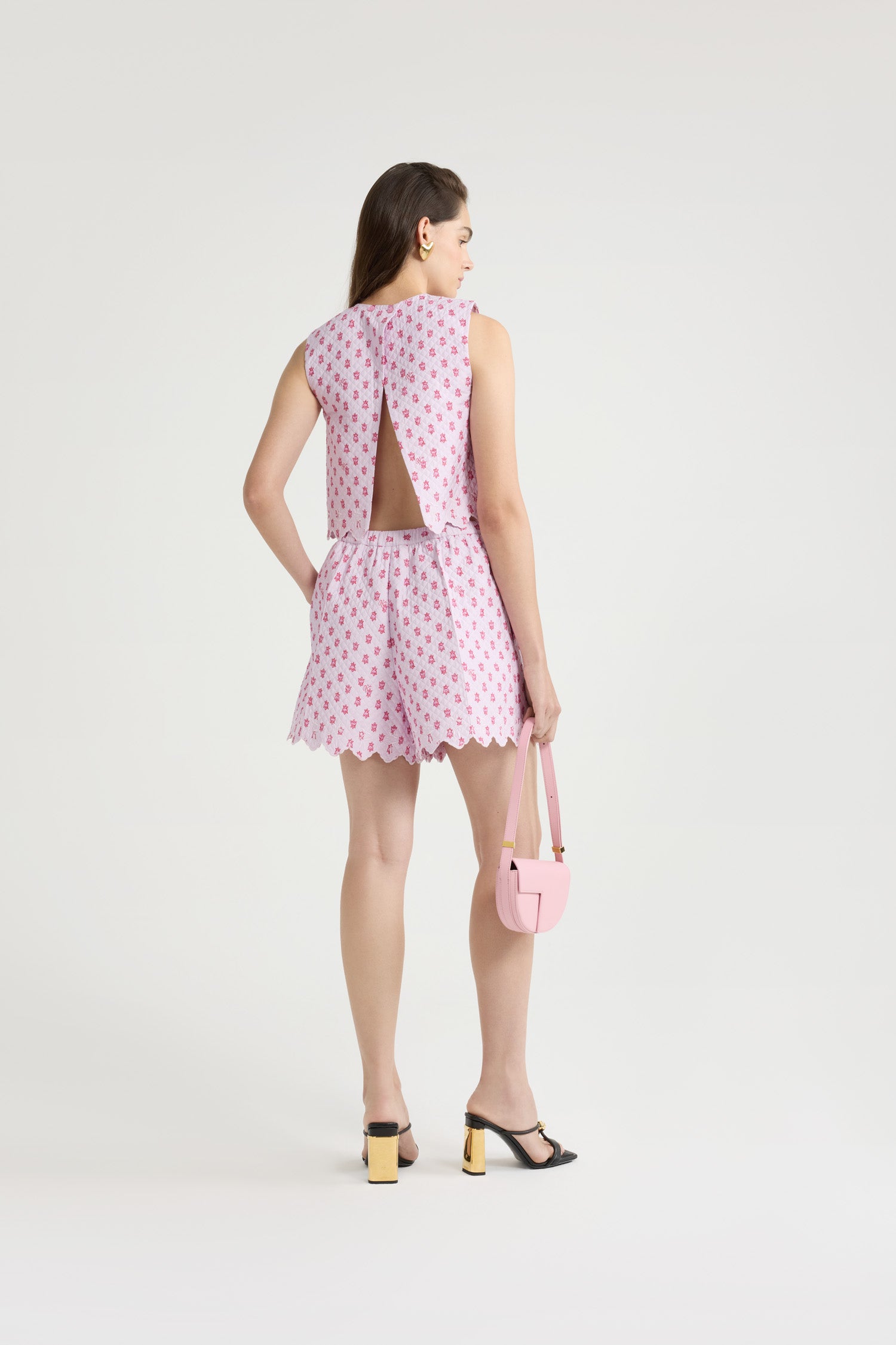 Patou P25TO16002095073 crop top viscose rose provence matelassé