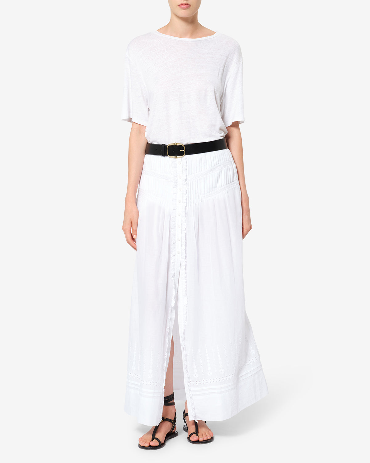 Isabel Marant Lorraine JU0526 Jupe blanc brodé