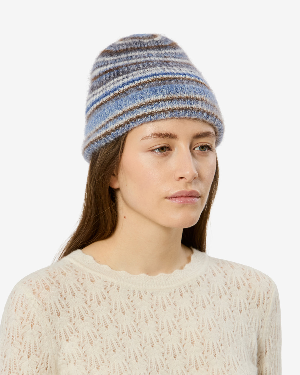 Isabel Marant Morenne Bonnet Mohair Nuit Rayures Bleues