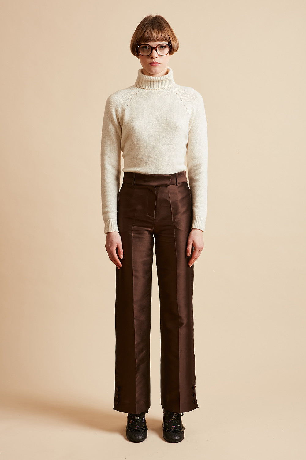 Paul & Joe Petitcoeur pantalon mikado soie Marron taille 36